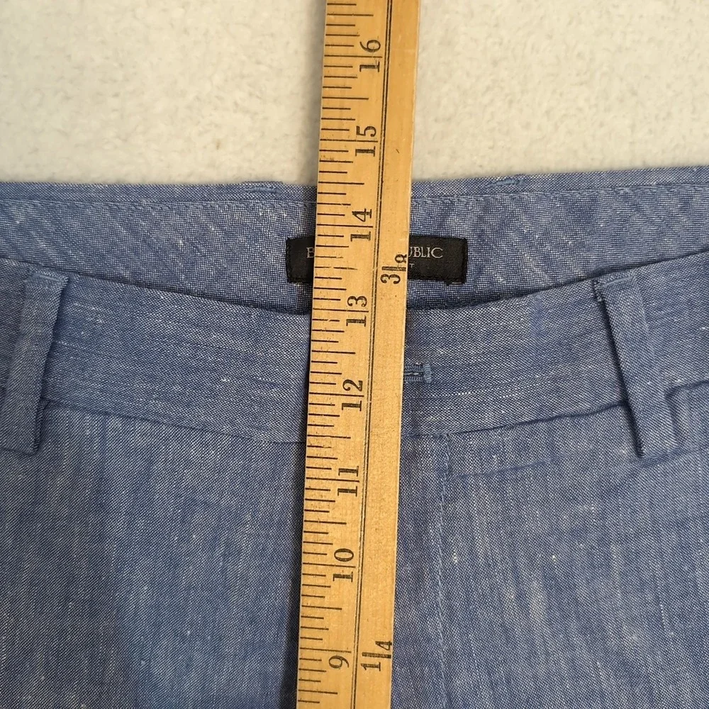 Banana Republic Aiden Shorts Mens 38 (Fits 40x10) Blue Linen Blend Chinos